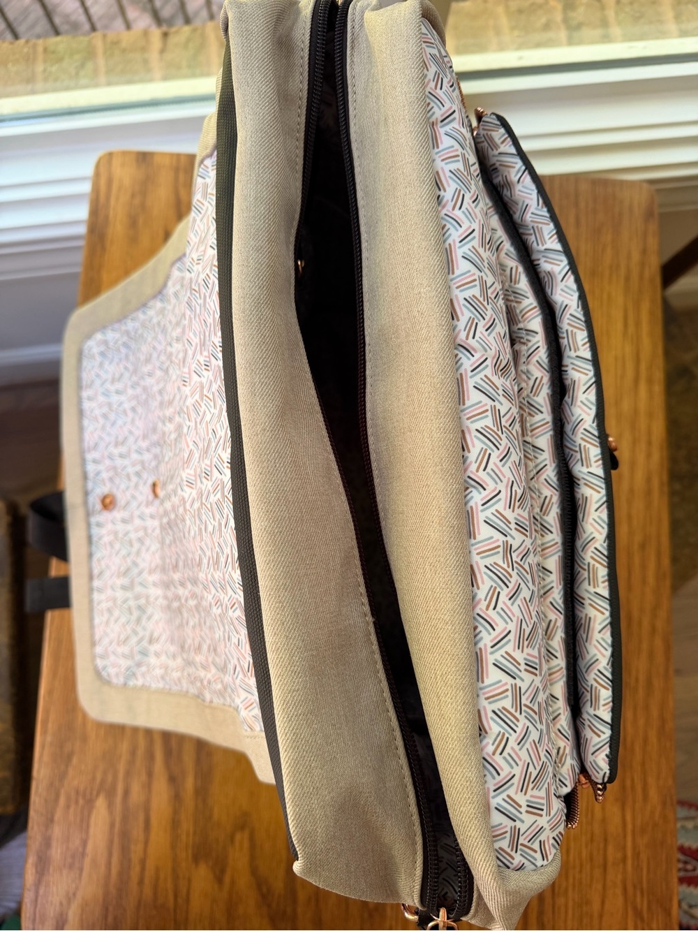 Petunia Pickle Bottom Two-Tone Creamy Taupe and Black Diaper Bag - Picture 5 of 6